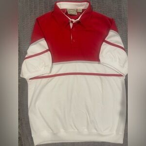 St. John's Bay Vintage 70s Red and White polo Shirt Size Large